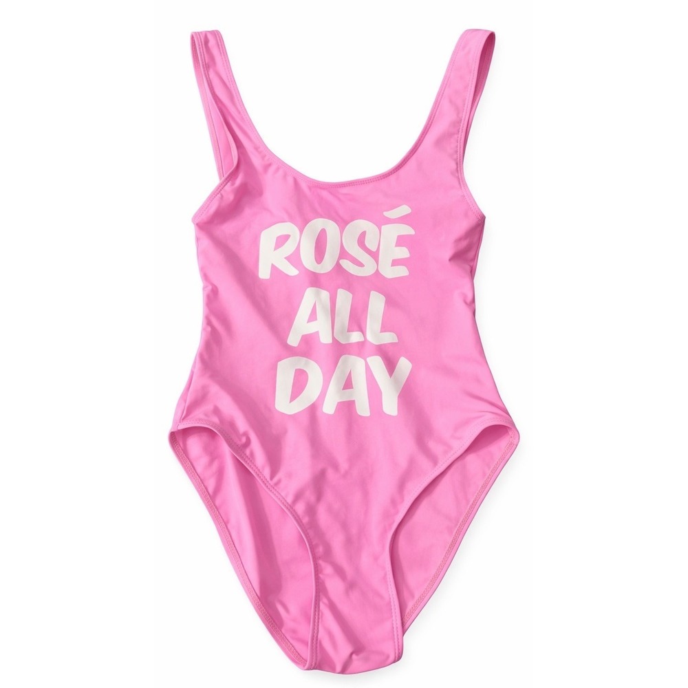 Rosé All Day Women's Pink One 1 Piece Bathing Suit Swimsuit Sz Medium